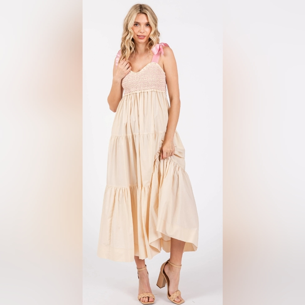 NWT Lovelo Maxi Dress With Ribbon Shoulder Straps